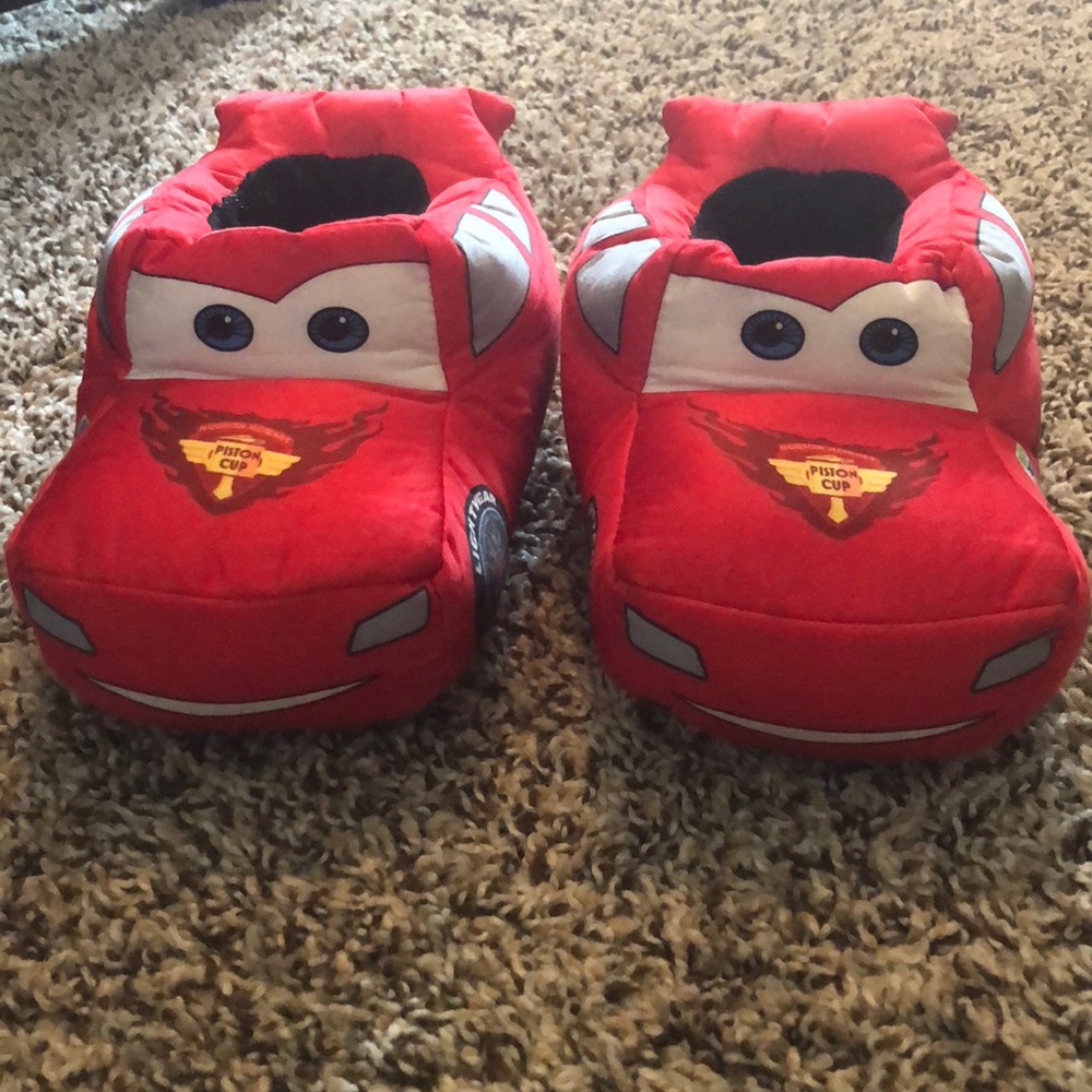 Red Disney Cars Slippers Plush Lightning McQueen